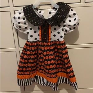 Ricrac and ruffles pumpkin Halloween dress 24mo
